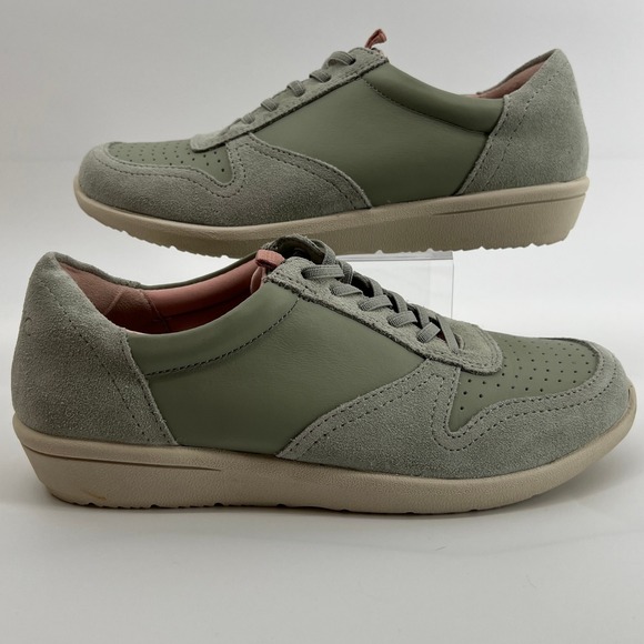 Vionic Women 5 Karigan Casual Comfort Lace-Up Slip On Sneaker Sage Leather Suede - Picture 2 of 7